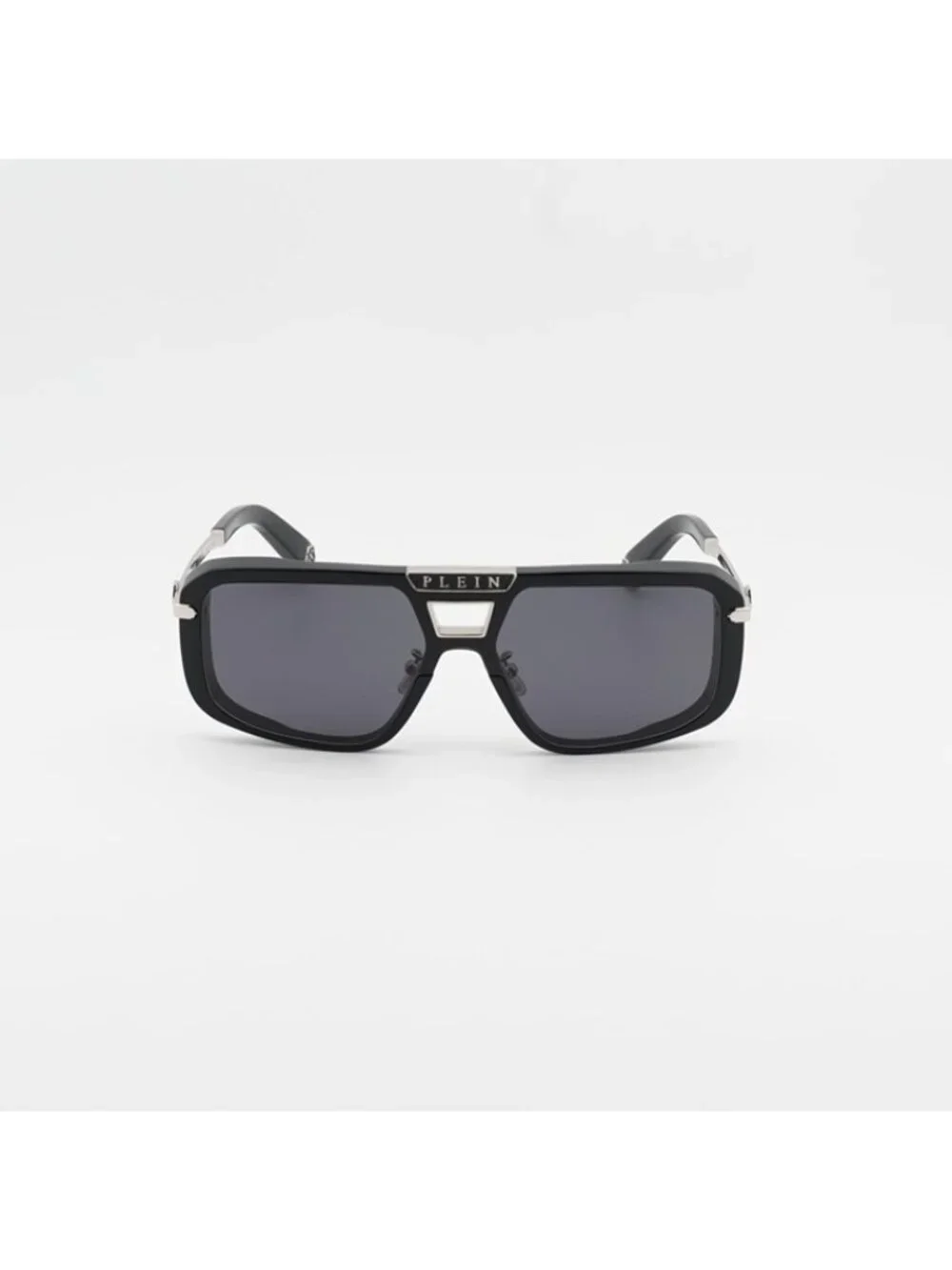 Philipp Plein SPP008M 0700 Sunglasses Shiny Black Aviator Frame, Grey Lenses - Picture 2 of 10